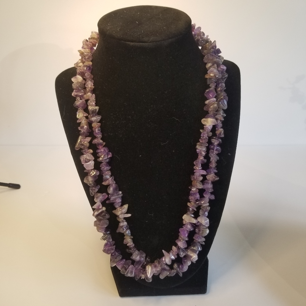 Amethyst Chip Purple Long Necklace